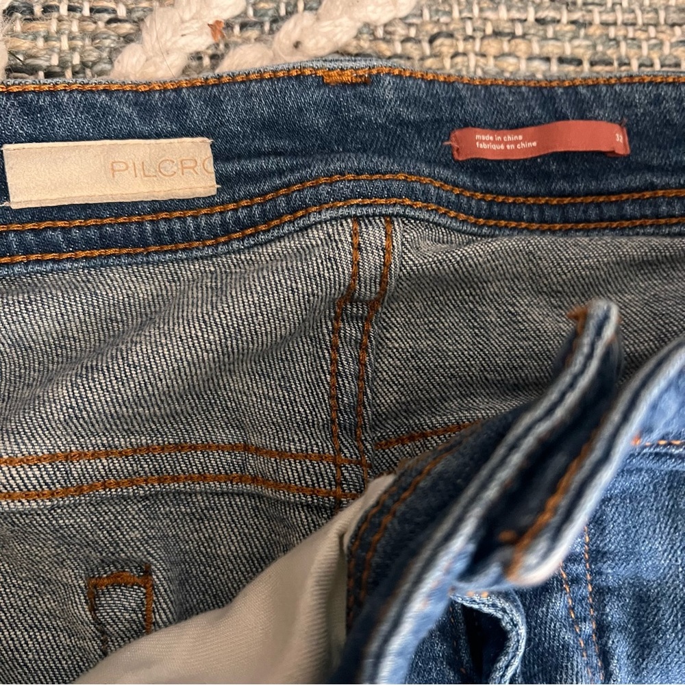 Anthropologie Pilcro Slim Boyfriend Crop side stripe jeans 32 - Picture 6 of 11